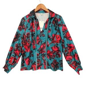 Ursime Floral Lace Mesh Long Sleeve Top Women’s Large NWT